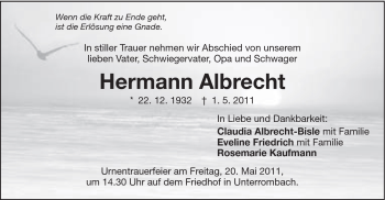 Traueranzeige von Hermann Albrecht von Schwäbische Post