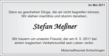 Traueranzeige von Stefan Meßner von Gmünder Tagespost