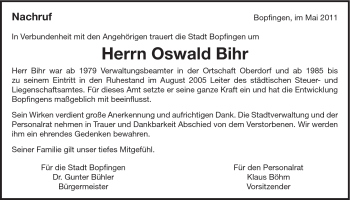 Traueranzeige von Oswald Bihr von 082