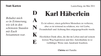 Traueranzeige von Karl Häberlein von 020