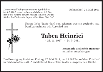Traueranzeige von Tabea Heinrici von Gmünder Tagespost