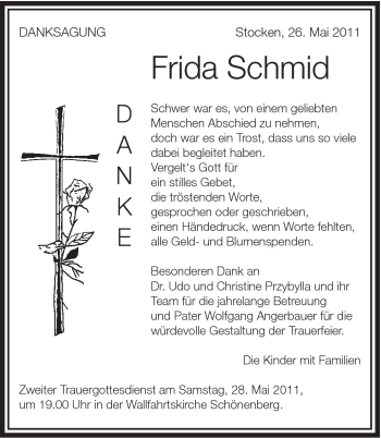 Traueranzeige von Frida Schmid von Schwäbische Post