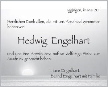 Traueranzeige von Hedwig Engelhart von Gmünder Tagespost