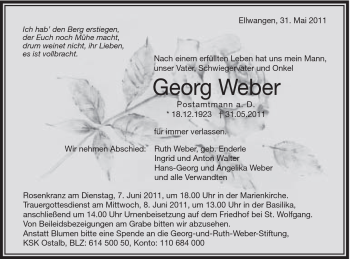 Traueranzeige von Georg Weber von Schwäbische Post