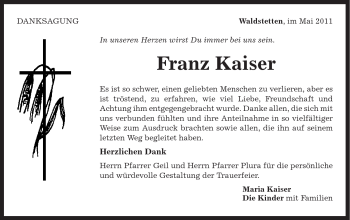 Traueranzeige von Franz Kaiser von Gmünder Tagespost