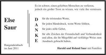 Traueranzeige von Else Saur von Gmünder Tagespost