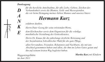 Traueranzeige von Hermann Kurz von Gmünder Tagespost