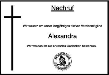 Traueranzeige von Alexandra - von Schwäbische Post