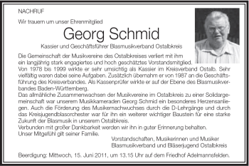 Traueranzeige von Georg Schmid von 020