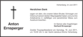 Traueranzeige von Anton Ernsperger von Schwäbische Post