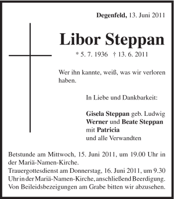 Traueranzeige von Libor Steppan von Gmünder Tagespost