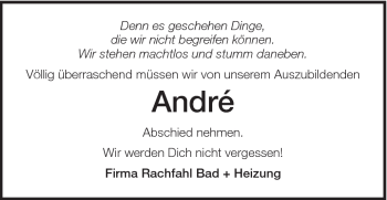 Traueranzeige von André - von Schwäbische Post
