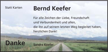 Traueranzeige von Bernd Keefer von Schwäbische Post