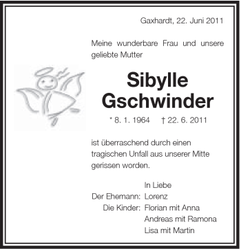 Traueranzeige von Sibylle Gschwinder von Schwäbische Post