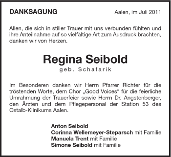 Traueranzeige von Regina Seibold von 020