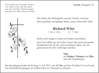 Traueranzeige von Richard Wüst von Gmünder Tagespost