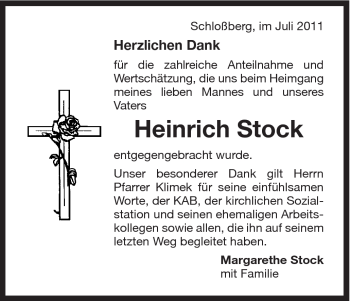 Traueranzeige von Heinrich Stock von Schwäbische Post