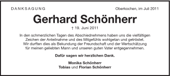 Traueranzeige von Gerhard Schönherr von Schwäbische Post