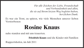 Traueranzeige von Rosine Knaus von Gmünder Tagespost