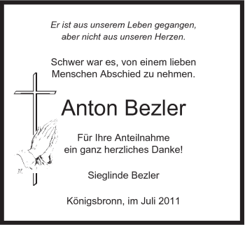 Traueranzeige von Anton Bezler von Schwäbische Post