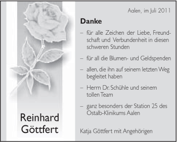 Traueranzeige von Reinhard Göttfert von Schwäbische Post