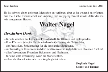 Traueranzeige von Walter Nagel von Gmünder Tagespost