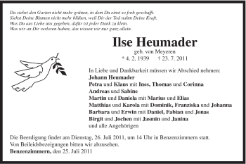 Traueranzeige von Ilse Heumader von Schwäbische Post