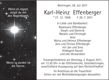 Traueranzeige von Karl - Heinz Effenberger von Gmünder Tagespost