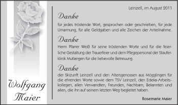 Traueranzeige von Wolfgang Maier von Gmünder Tagespost