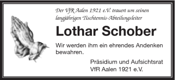 Traueranzeige von Lothar Schober von Schwäbische Post