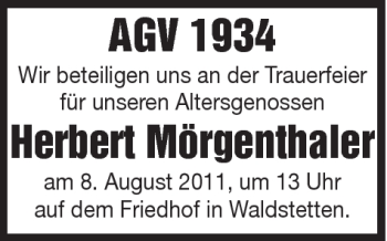 Traueranzeige von Herbert Mörgenthaler von Gmünder Tagespost