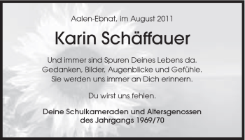 Traueranzeige von Karin Schäffauer von Schwäbische Post