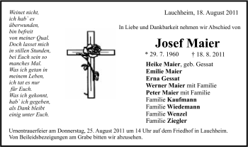 Traueranzeige von Maier Josef von Schwäbische Post