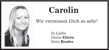 Traueranzeige von Carolin Förstner von Schwäbische Post