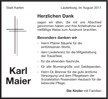 Traueranzeige von Karl Maier von Schwäbische Post