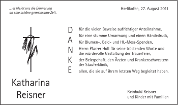 Traueranzeige von Katharina Reisner von Gmünder Tagespost