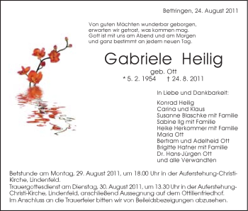 Traueranzeige von Gabriele Heilig von Gmünder Tagespost