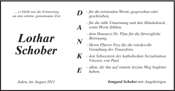 Traueranzeige von Lothar Schober von Schwäbische Post