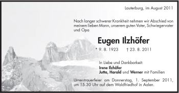 Traueranzeige von Eugen Ilzhöfer von Schwäbische Post