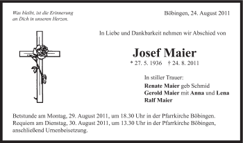 Traueranzeige von Josef Maier von Gmünder Tagespost