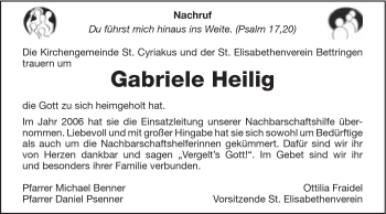 Traueranzeige von Gabriele Heilig von Gmünder Tagespost