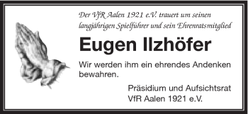 Traueranzeige von Eugen Ilhöfer von Schwäbische Post