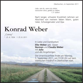Traueranzeige von Konrad Weber von Schwäbische Post