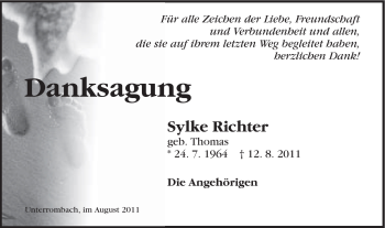 Traueranzeige von Sylke Richter von Schwäbische Post