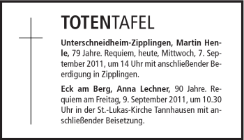 Traueranzeige von Martin Henle von Schwäbische Post