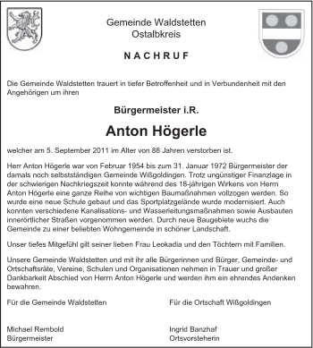 Traueranzeige von Anton Högerle von Gmünder Tagespost