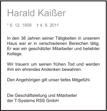 Traueranzeige von Harald Kaisser von Gmünder Tagespost