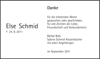 Traueranzeige von Elsa Schmid von Gmünder Tagespost