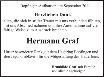 Traueranzeige von Hermann Graf von Schwäbische Post