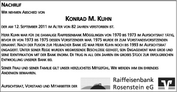 Traueranzeige von Konrad M. Kuhn von Gmünder Tagespost